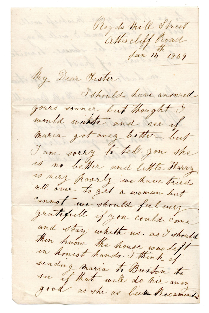 1869 Letter from Henry and Maria Boswell to Emily Hall