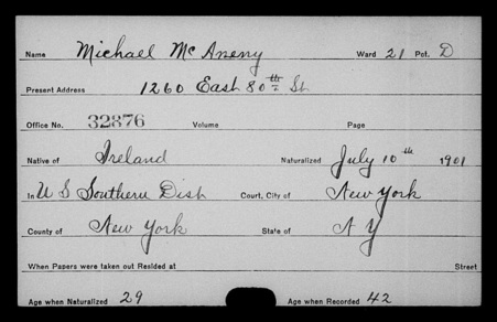 Michael McAneny of Cleveland: naturalization