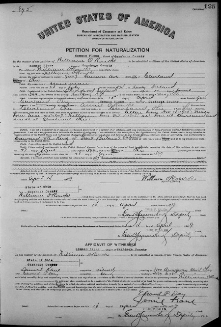 William O'Rourke's Naturalization Information