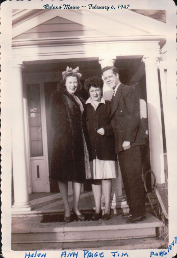 Helen (Nutting) Paige, Ann (McAlister) Paige, and James Paige, Orland, Maine, February 6, 1947