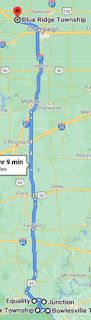 Google maps from Gallatin to Platt, Illinois