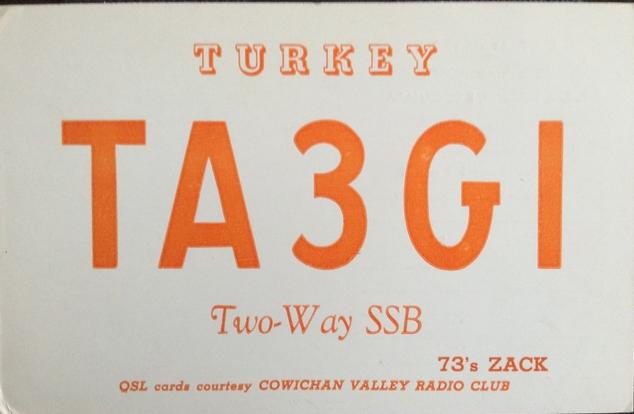 TA3GI QSL card